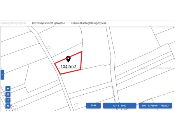 Eladó Telek Monostorapáti 1042 m2 
