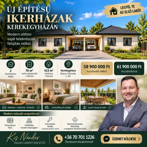 Eladó Ház Kerekegyháza 70 m2 